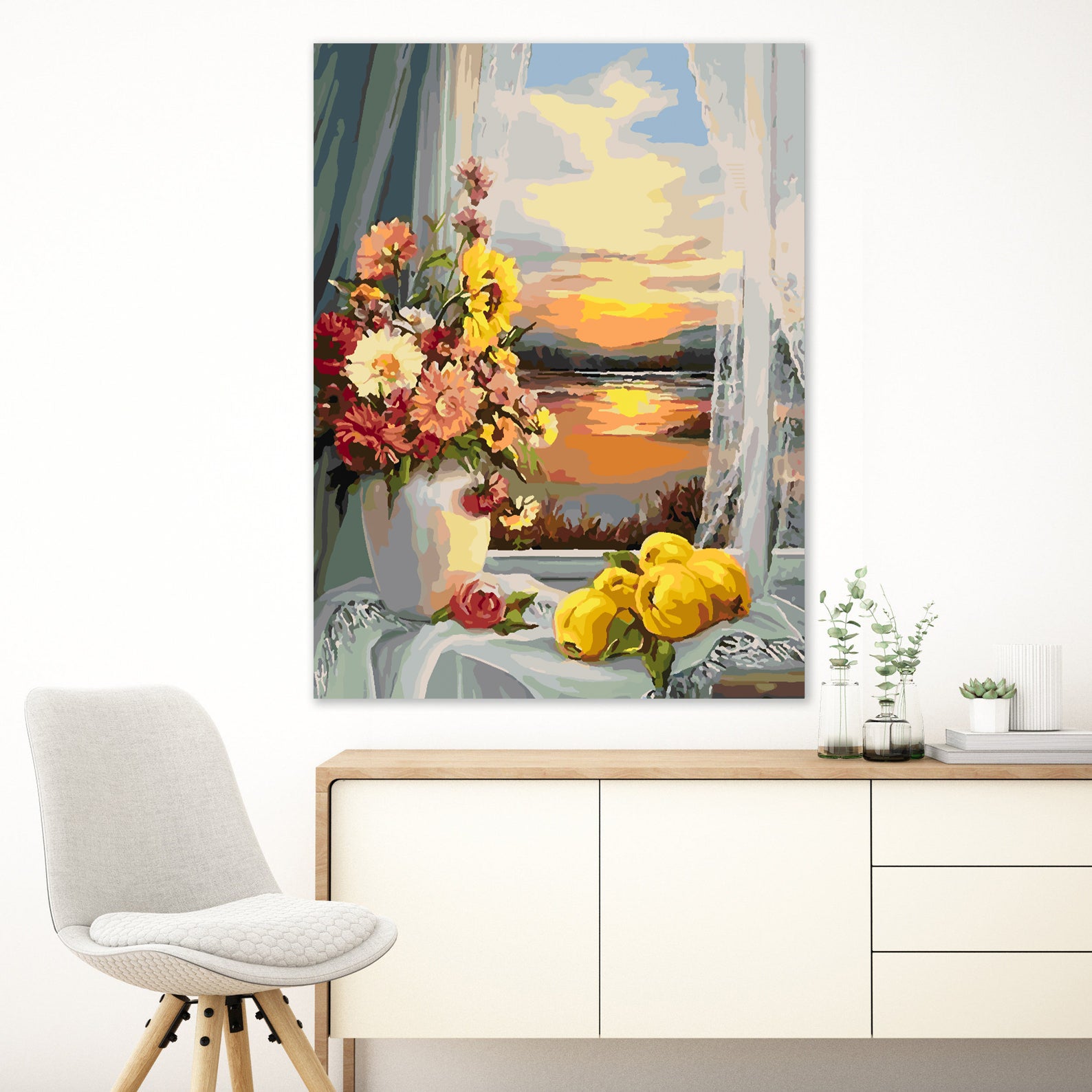 Pictura pe numere - Flori în Vază și Apusul 4332