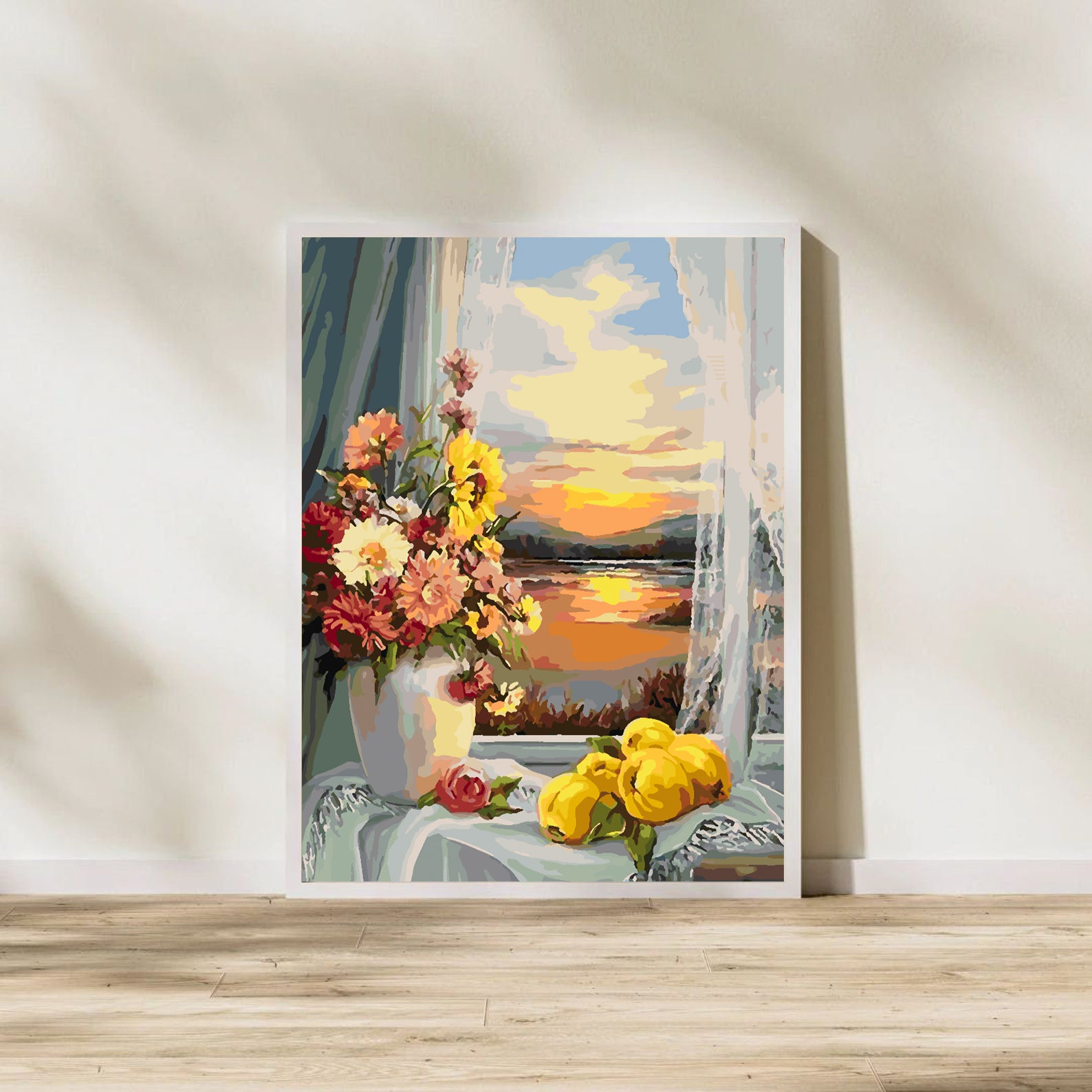 Pictura pe numere - Flori în Vază și Apusul 4332