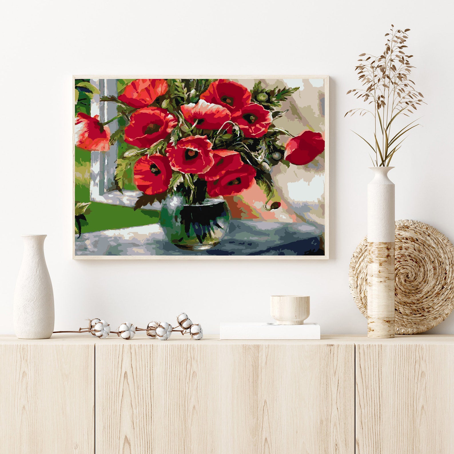 Peinture par numéros - Fleurs rouges dans un vase 4339