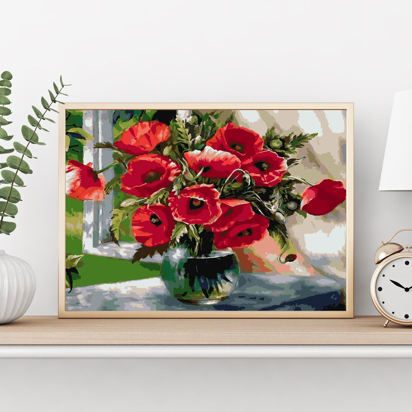 Peinture par numéros - Fleurs rouges dans un vase 4339