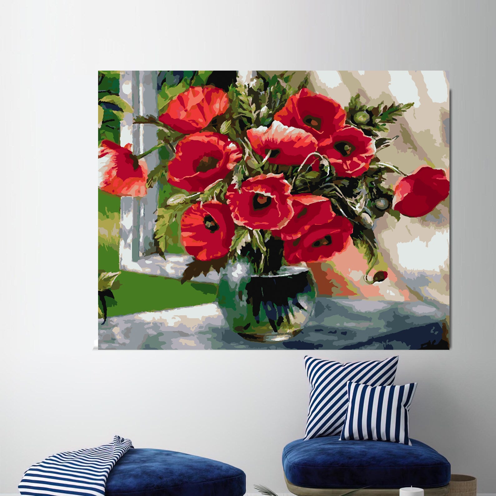 Peinture par numéros - Fleurs rouges dans un vase 4339