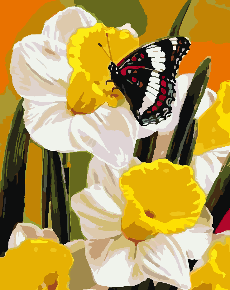 Peinture par numéros - Fleurs et Papillons 4341