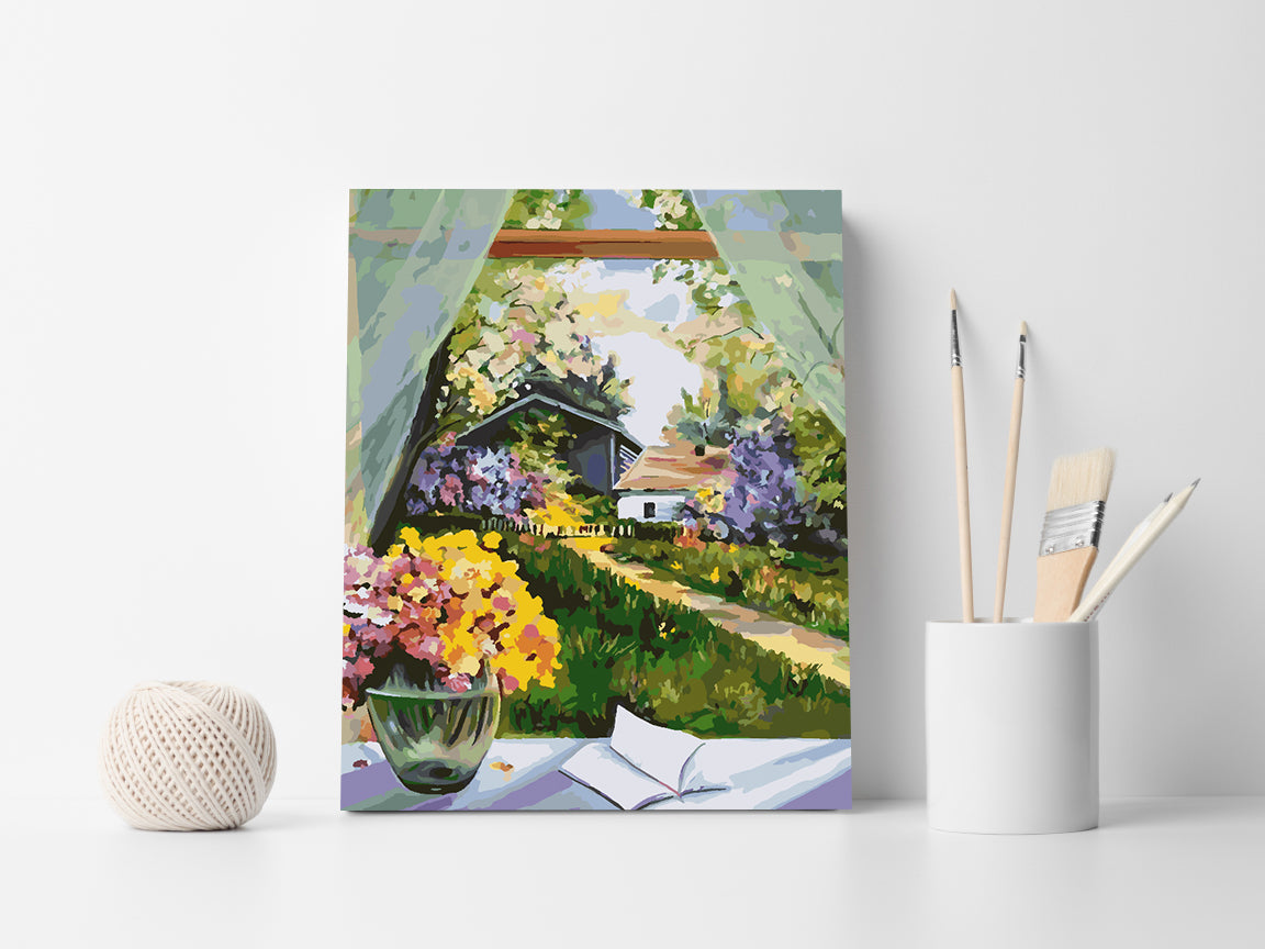 Peinture par numéros - Fleurs jaunes dans un vase 4347