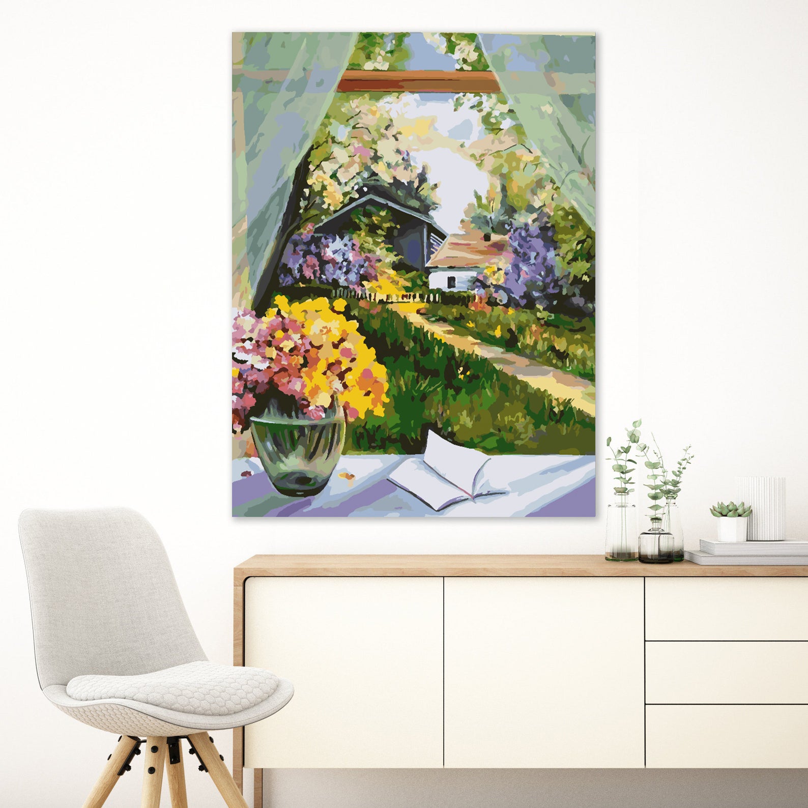 Peinture par numéros - Fleurs jaunes dans un vase 4347