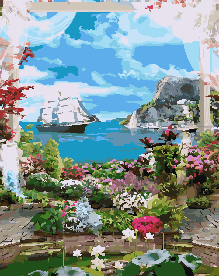 Peinture par numéros - Paysage Bateau en mer 4366