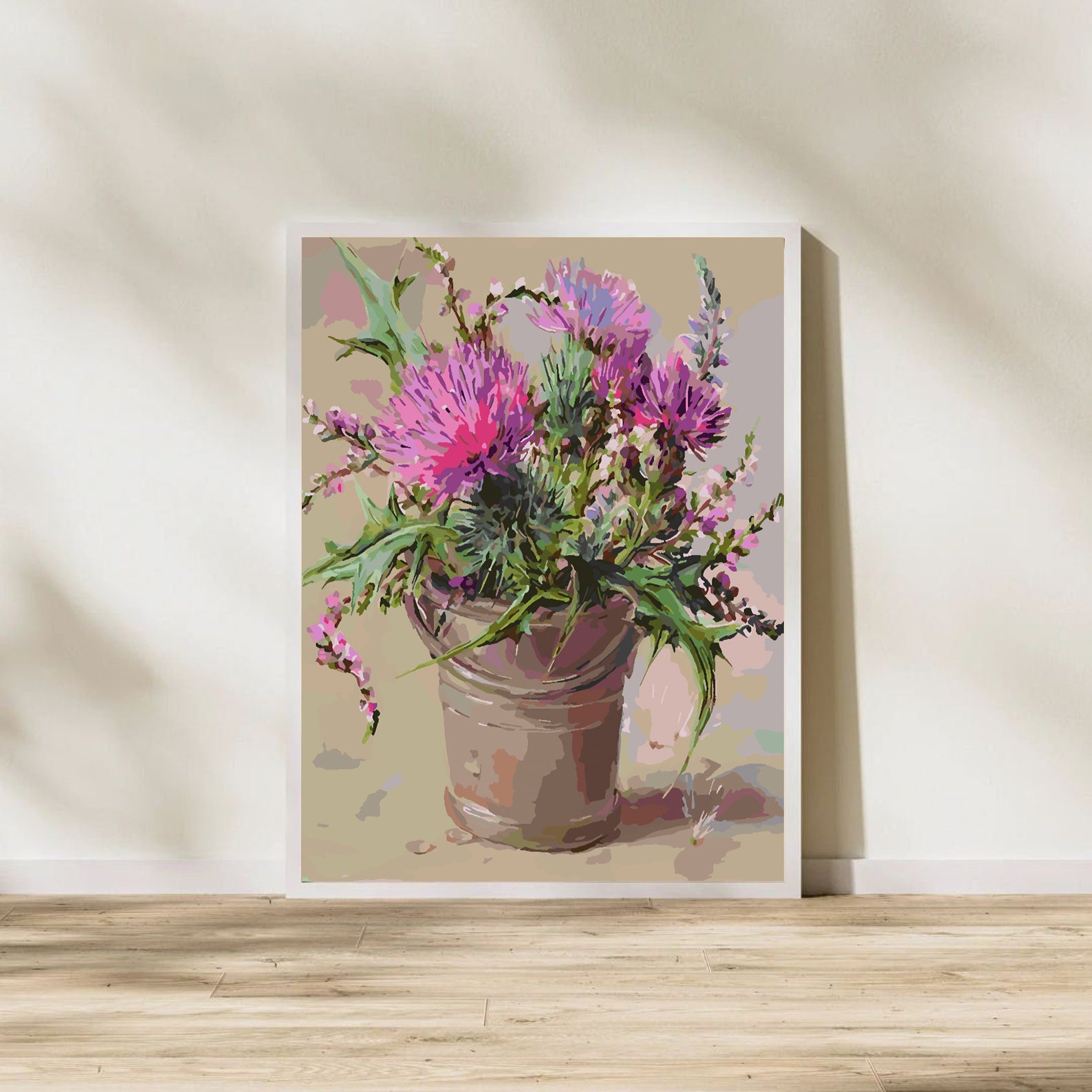Peinture par numéros - Fleurs roses dans un vase 4388