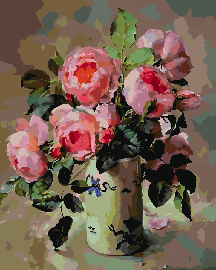 Promotie 40x50 (fara rama) - pictura pe numere - Flori Roz în Vază 4391