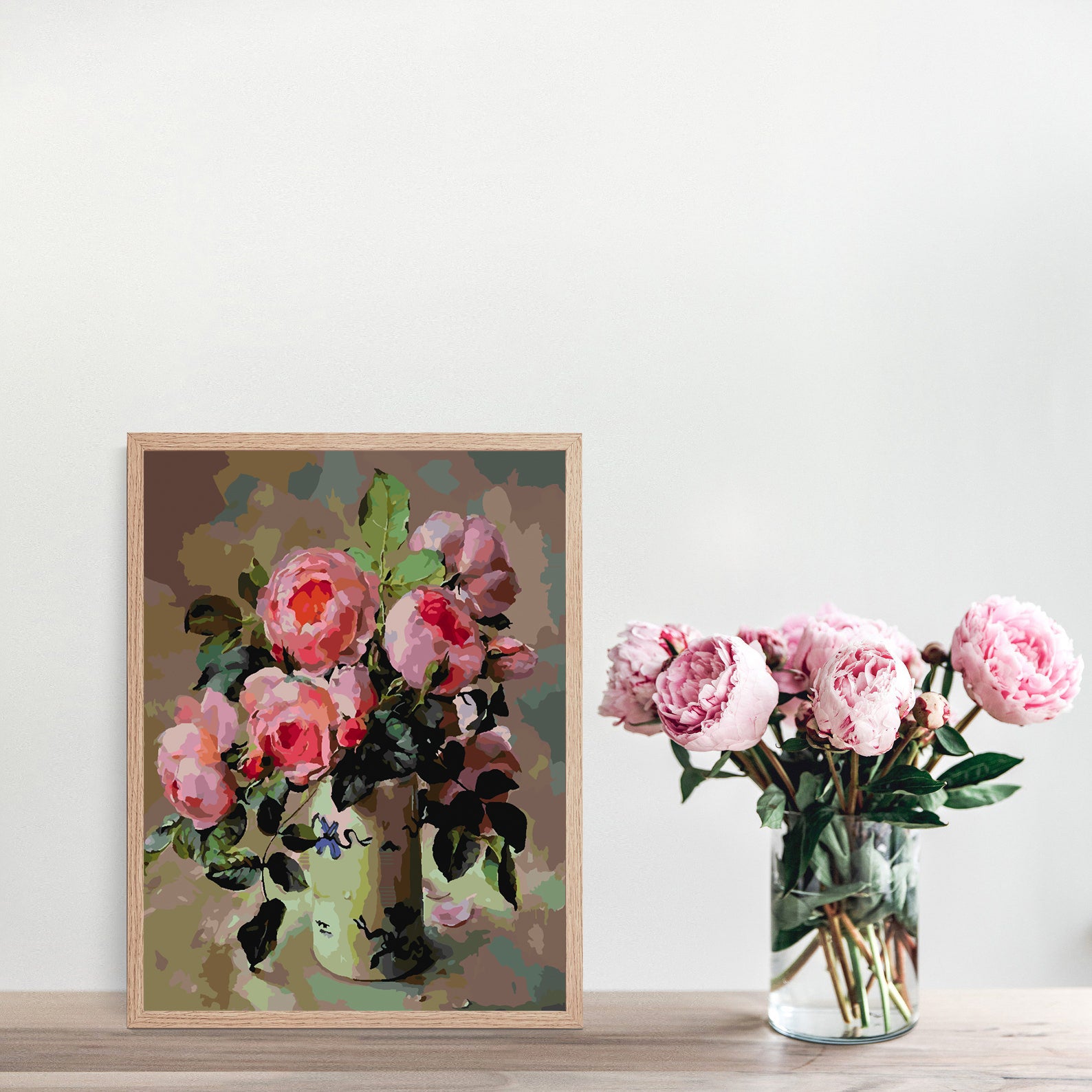 Peinture par numéros - Fleurs roses dans un vase 4391