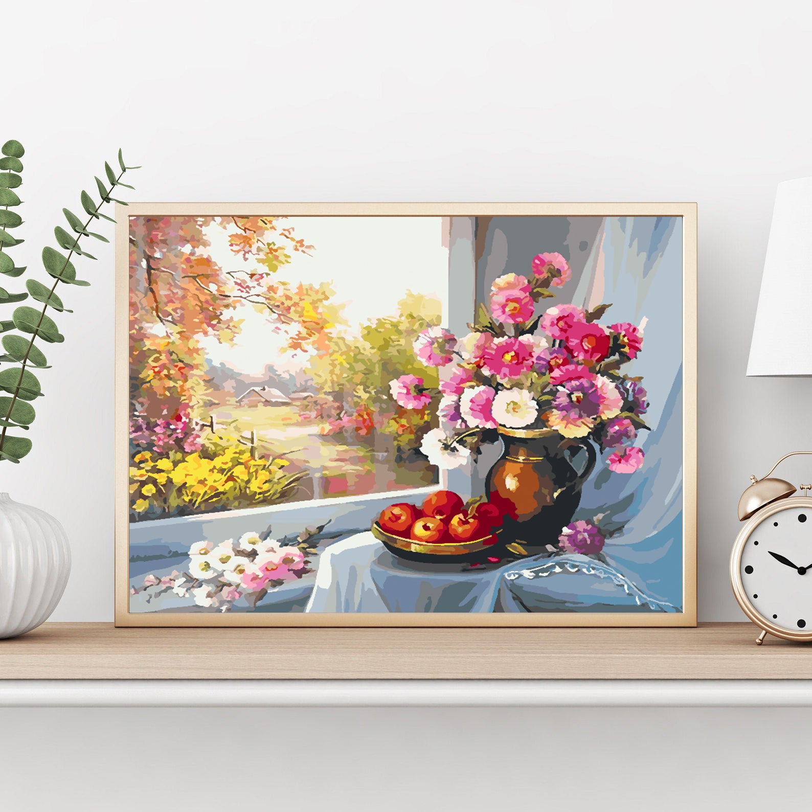 Peinture par numéros - Fleurs roses dans un vase 4395