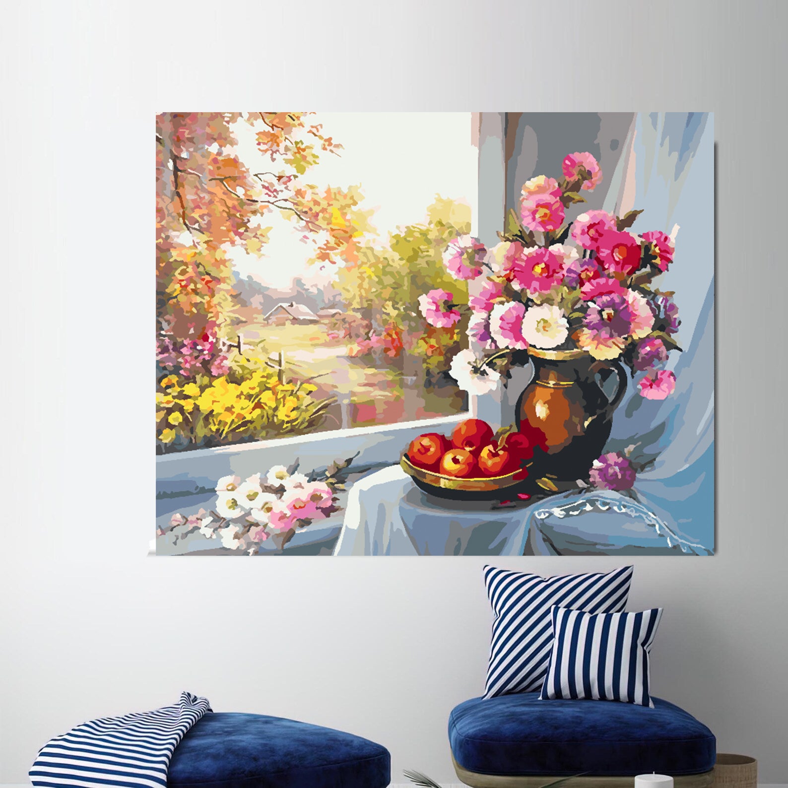 Peinture par numéros - Fleurs roses dans un vase 4395