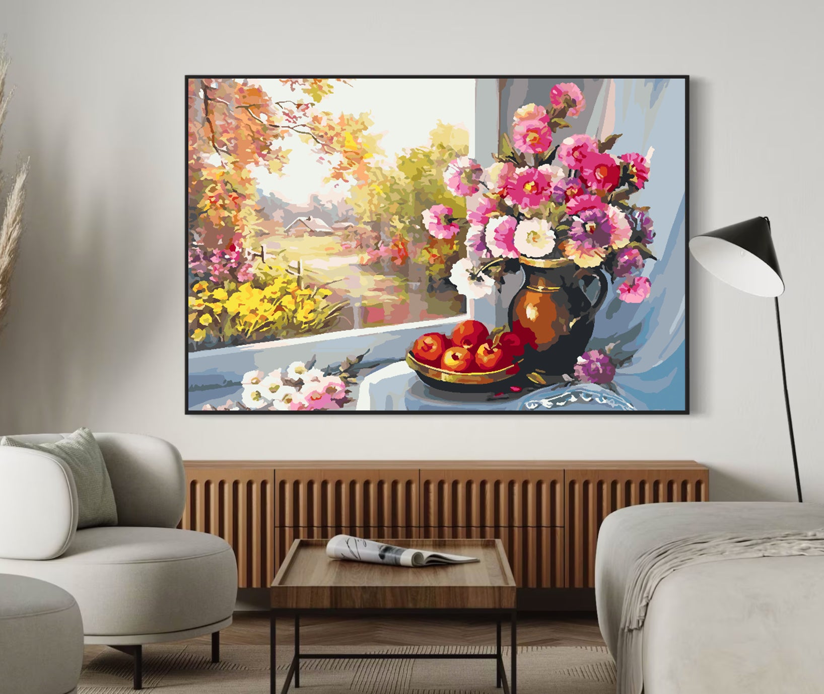 Peinture par numéros - Fleurs roses dans un vase 4395