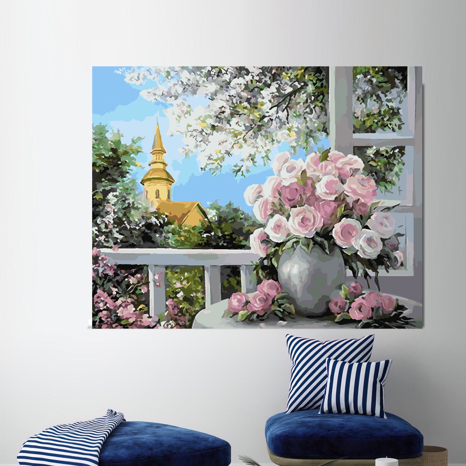 Peinture par numéros - Roses roses dans un vase 4397