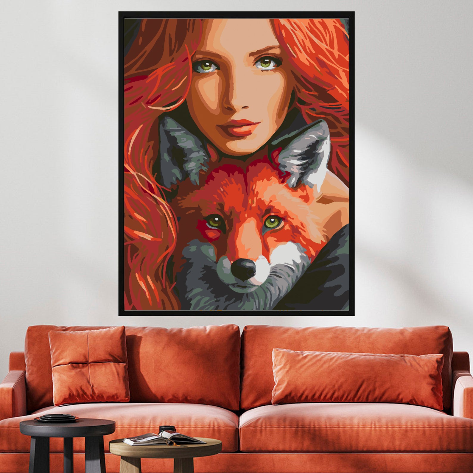 Pictura pe numere - Femeie cu Vulpe Portret 4402