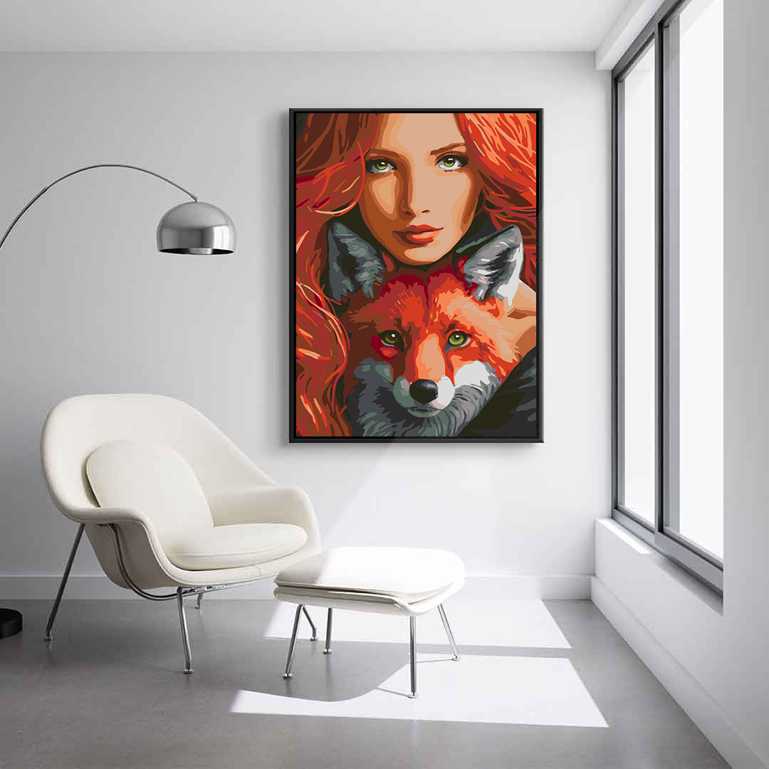 Pictura pe numere - Femeie cu Vulpe Portret 4402