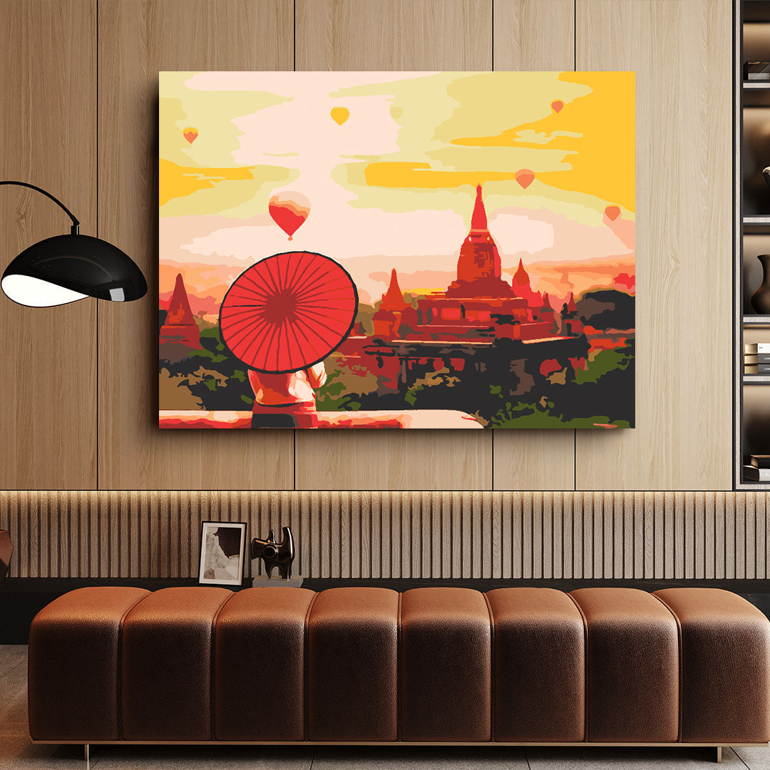 Pictura pe numere - Peisaj Oraș la Apus 4407