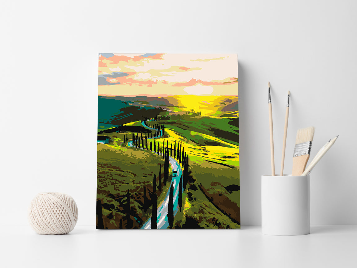 Peinture par numéros - Paysage de route avec arbres 4415