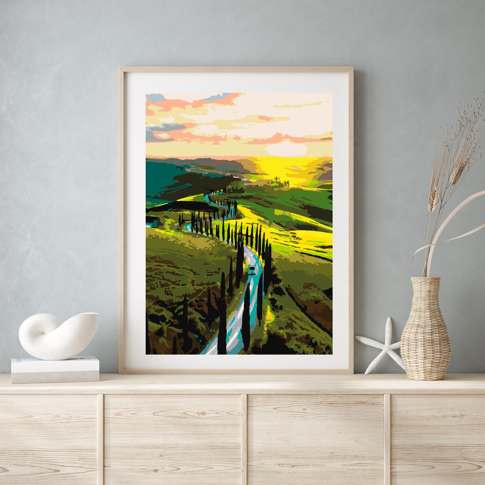 Pictura pe numere - Peisaj Drum cu Copaci 4415