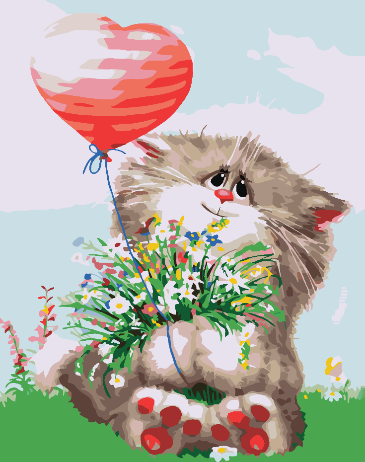 Pictura pe numere - Pisică cu Inimă 4423