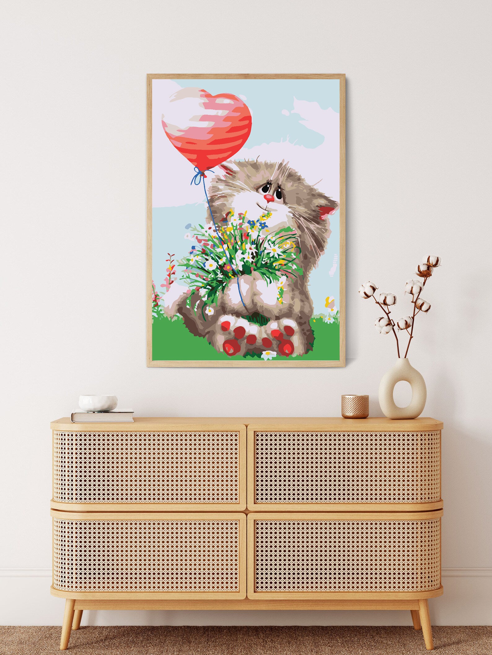 Pictura pe numere - Pisică cu Inimă 4423