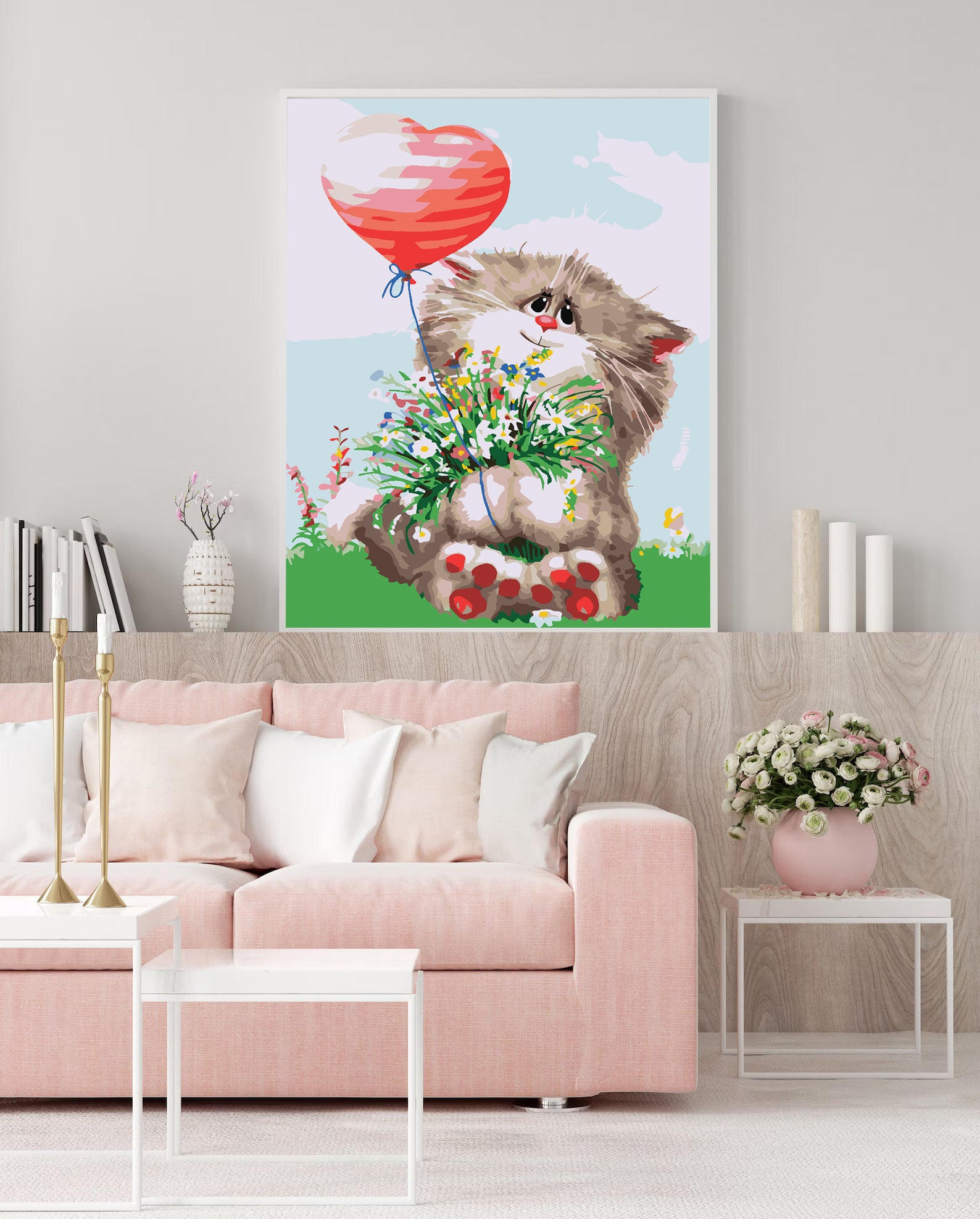 Peinture par numéros - Chat avec coeur 4423