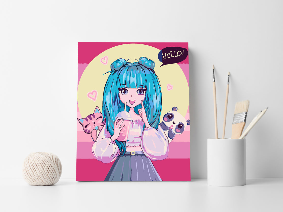 Peinture par numéros - Portrait de petite fille animée 4425
