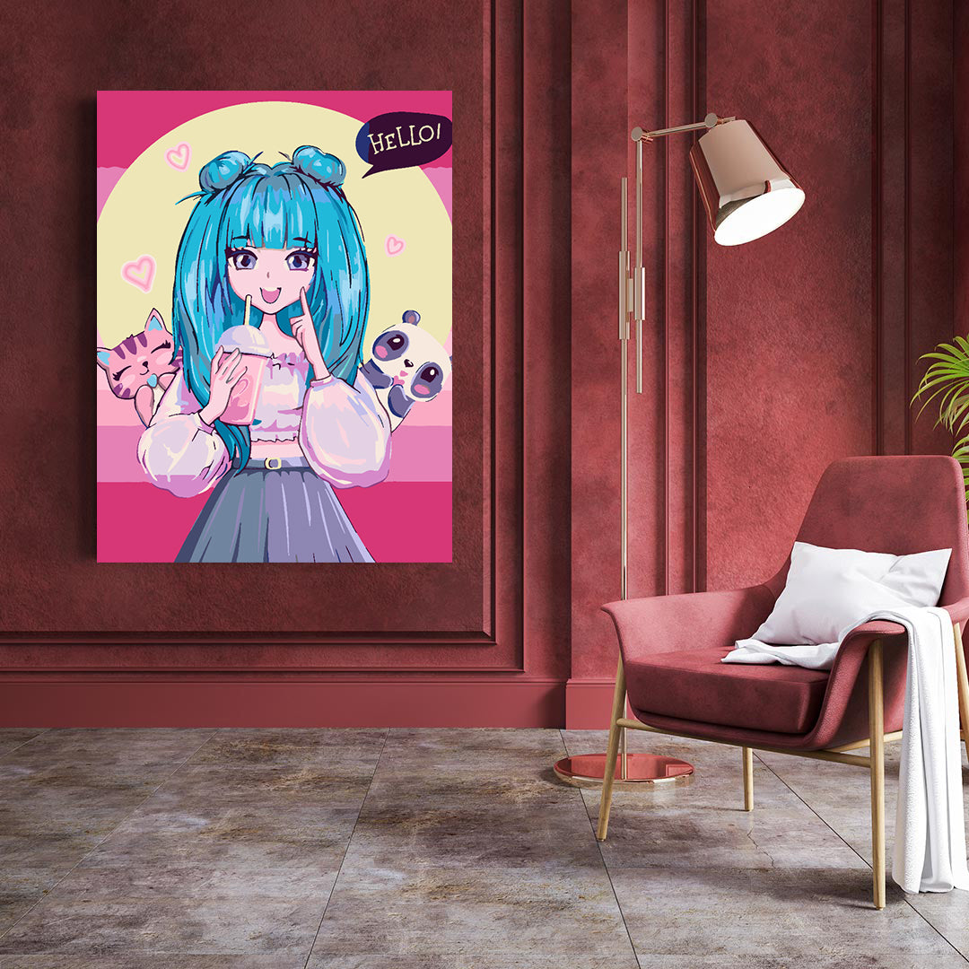Peinture par numéros - Portrait de petite fille animée 4425