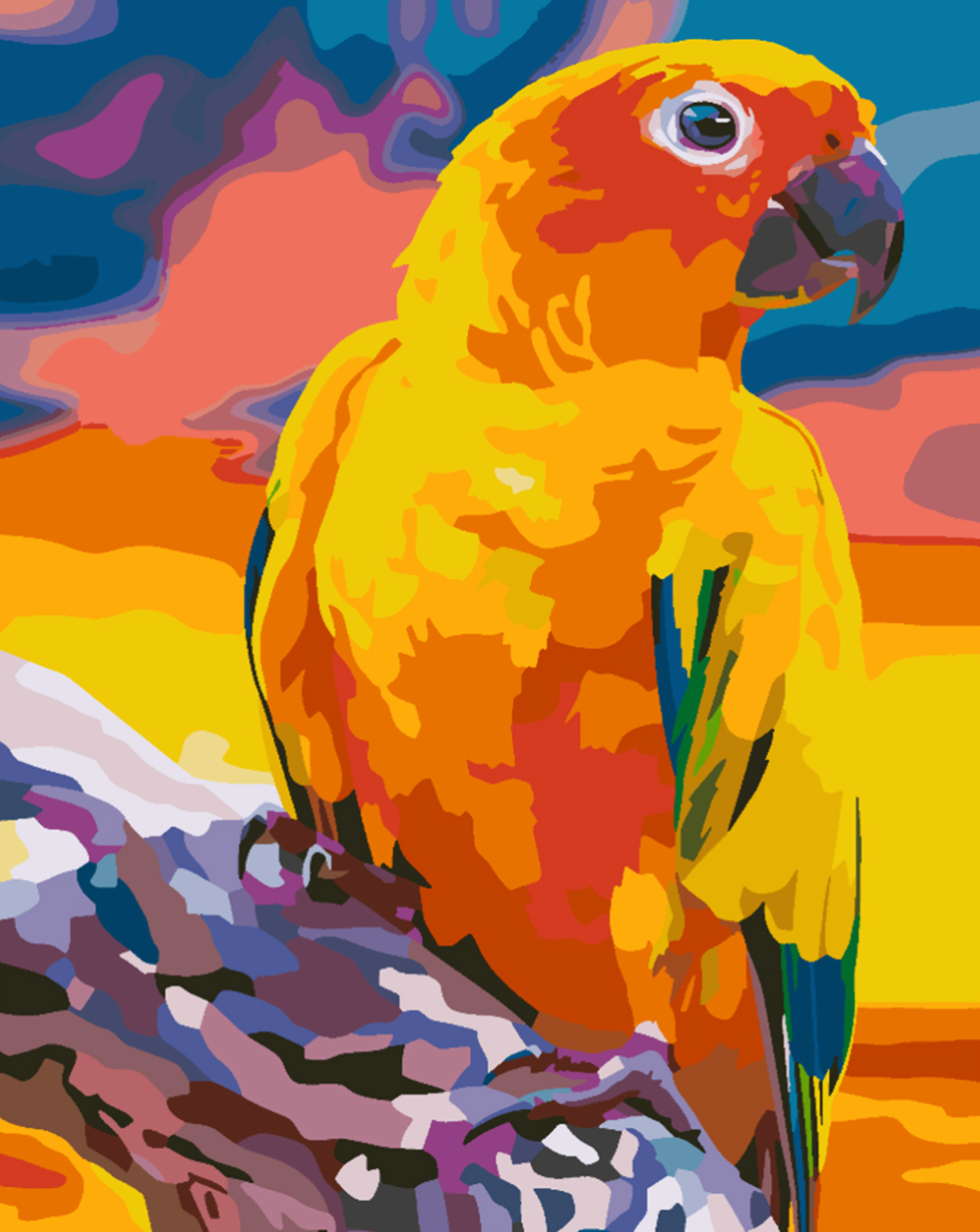 Pictura pe numere - Papagal Portocaliu 4429