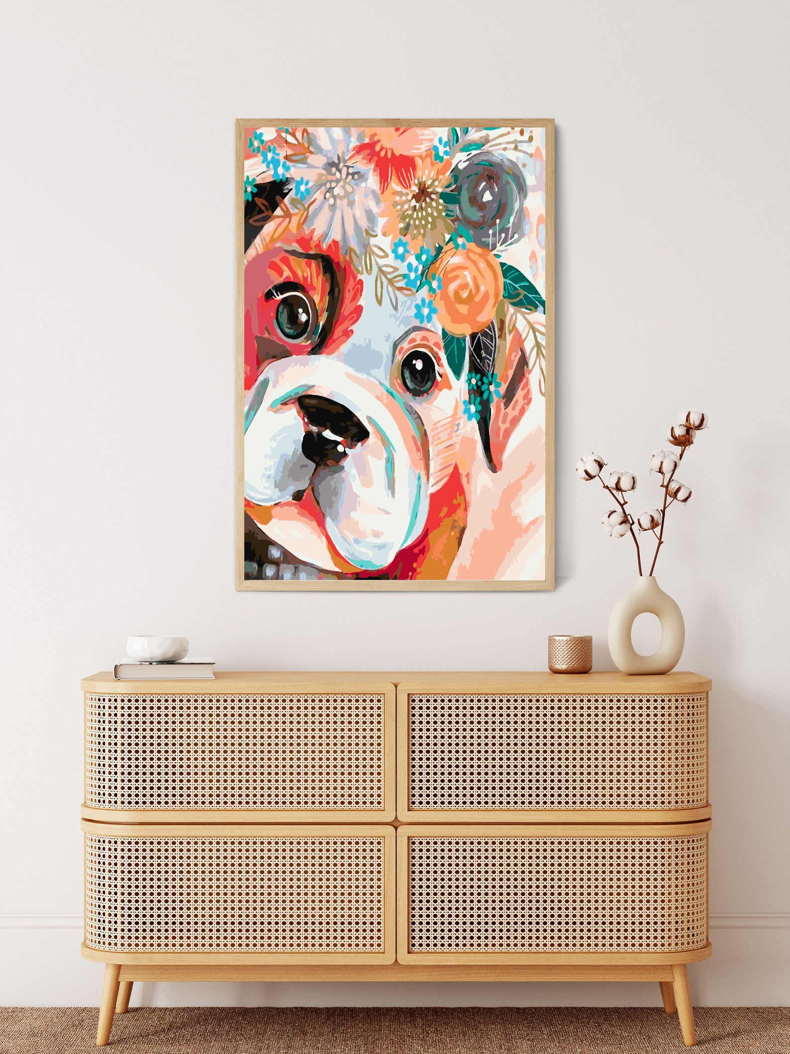 Peinture par numéros - Chien avec fleurs 4436