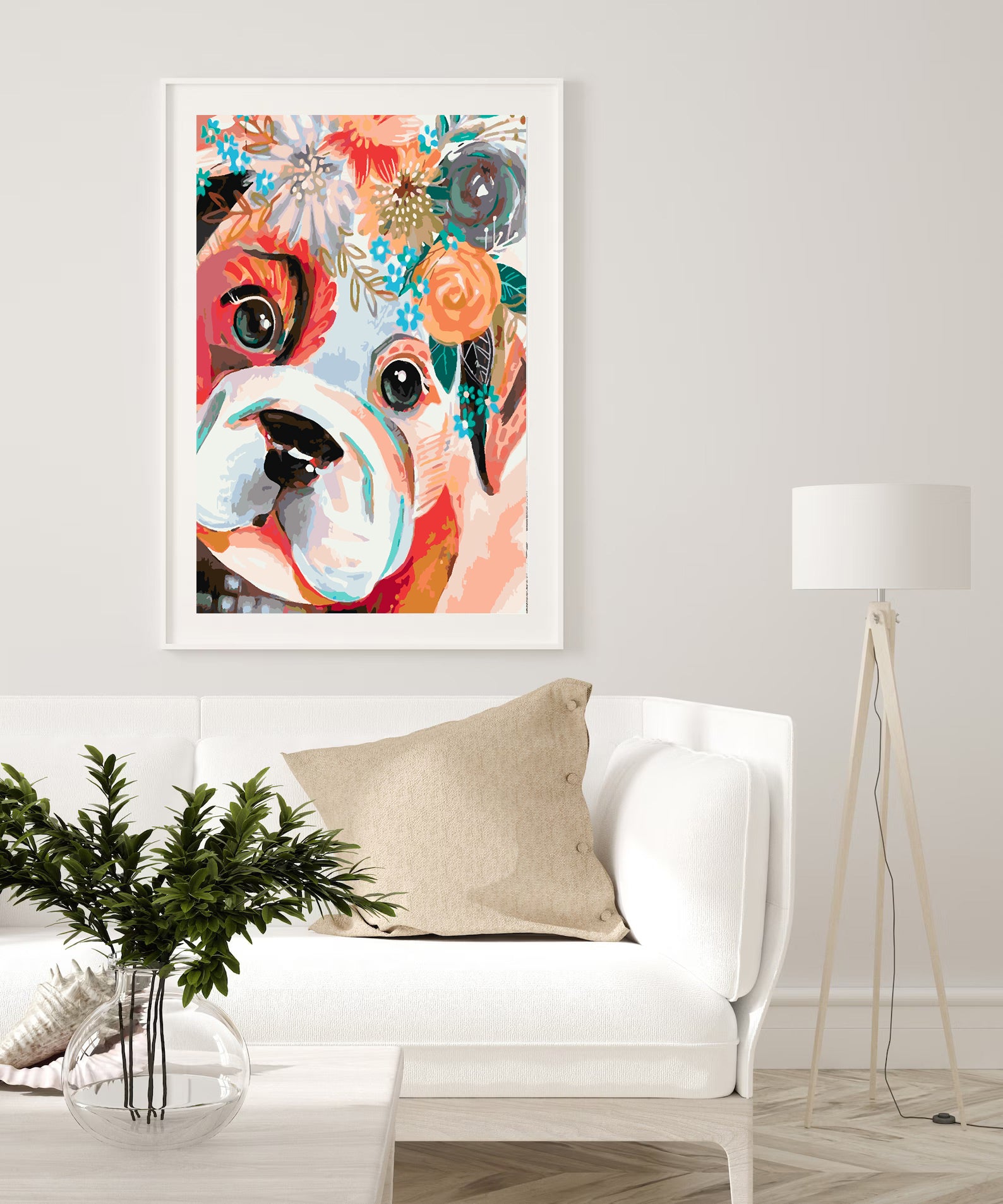 Peinture par numéros - Chien avec fleurs 4436