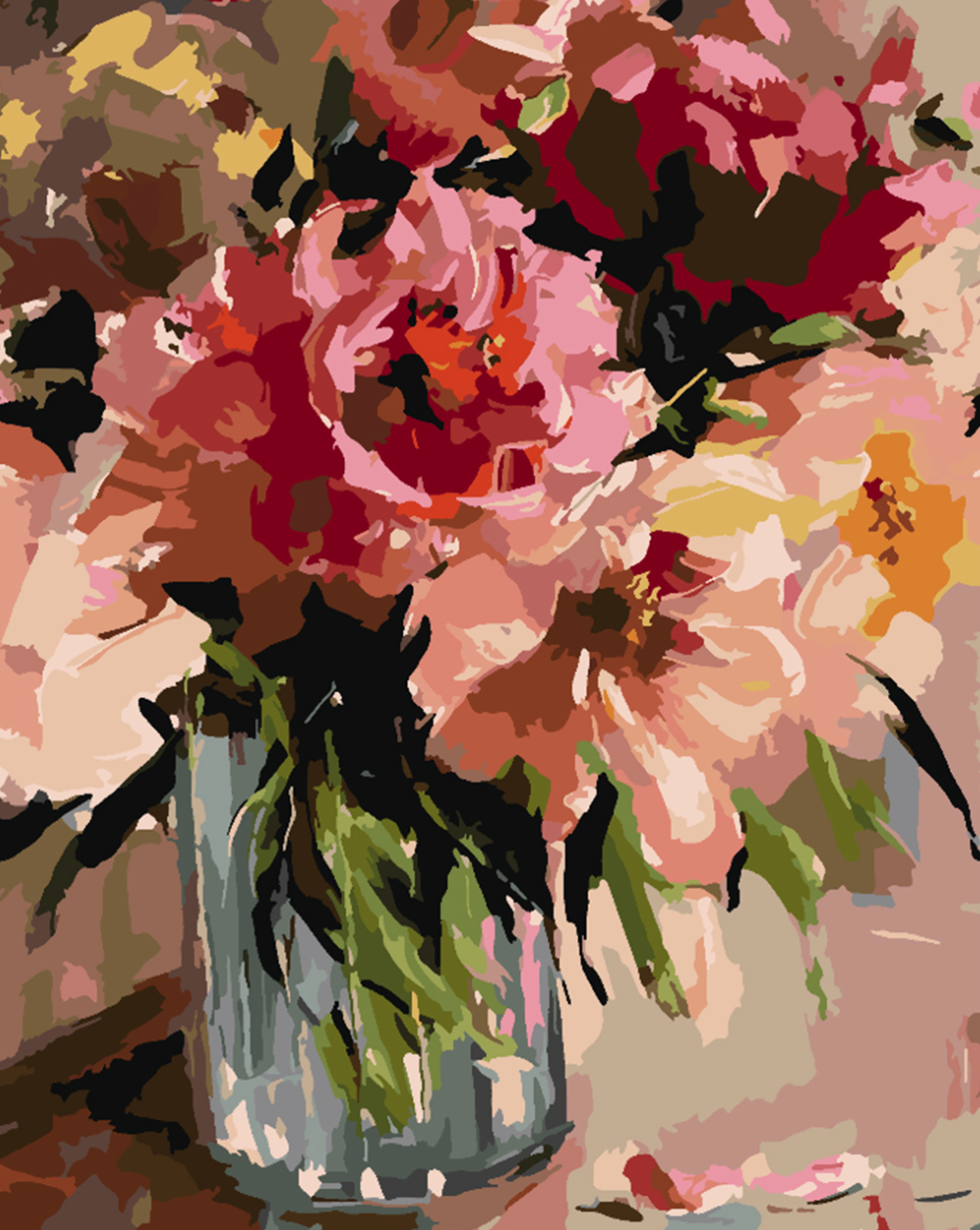 Promotie 40x50 (fara rama) - pictura pe numere - Flori în Vază 4472