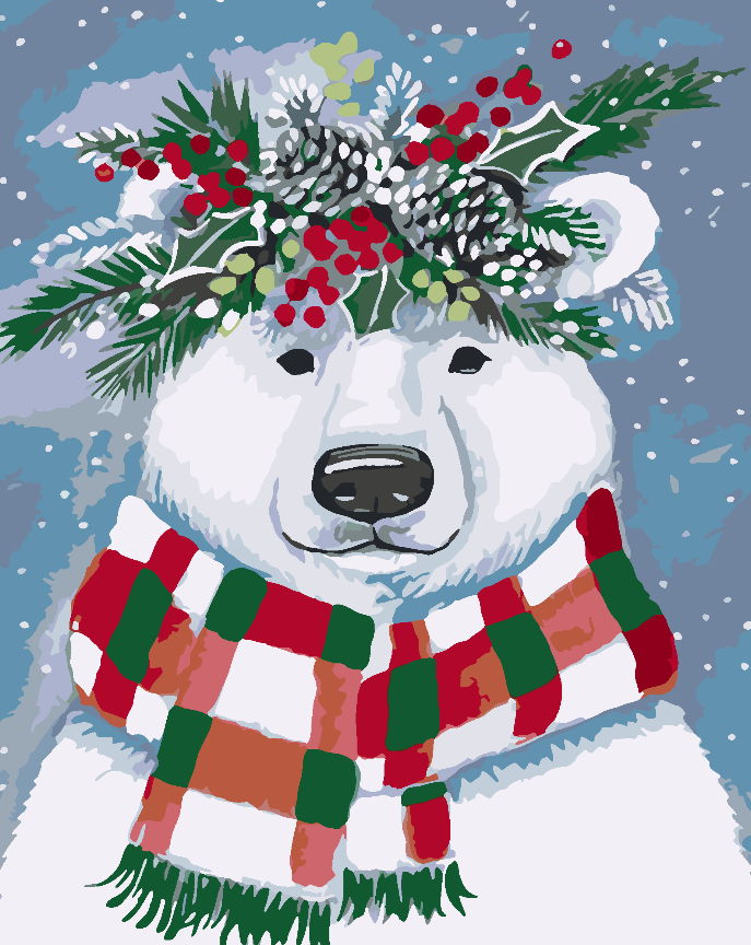 Pictura pe numere - Urs Alb cu Fular 4475