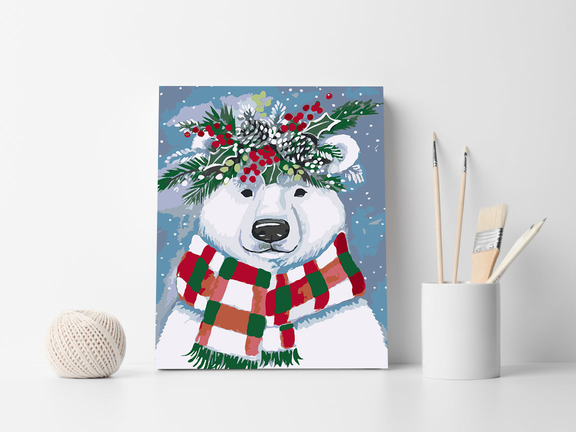 Pictura pe numere - Urs Alb cu Fular 4475