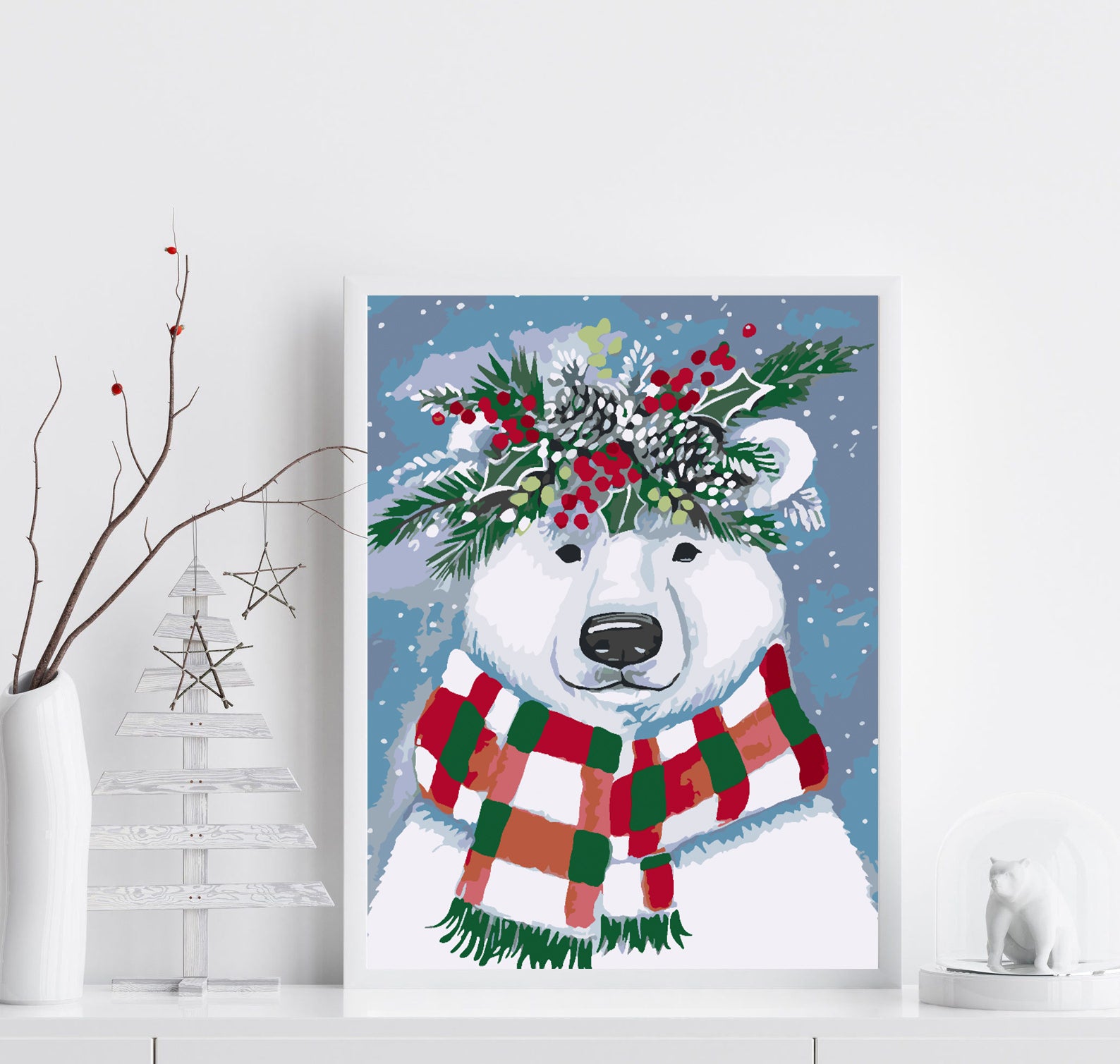 Pictura pe numere - Urs Alb cu Fular 4475