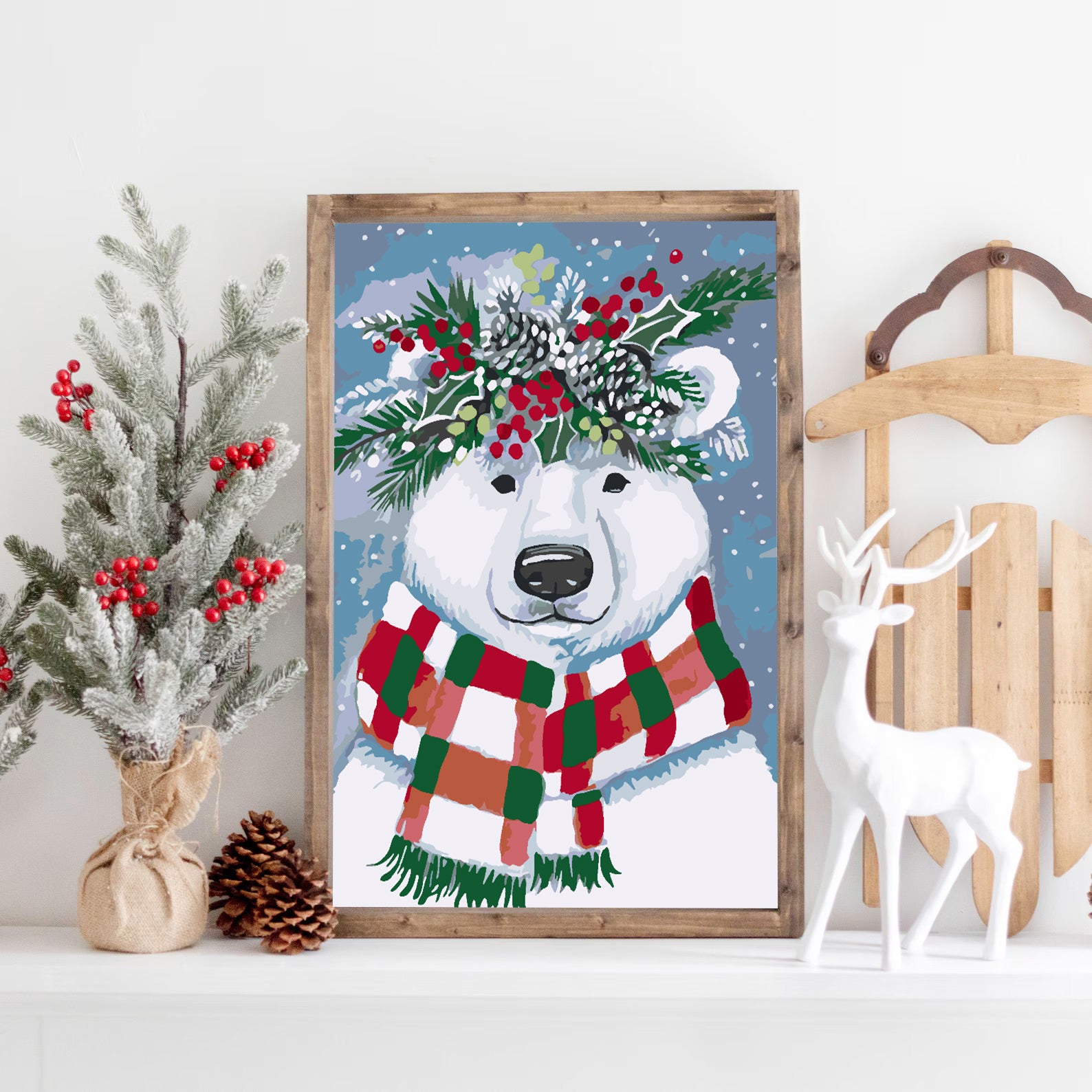 Pictura pe numere - Urs Alb cu Fular 4475