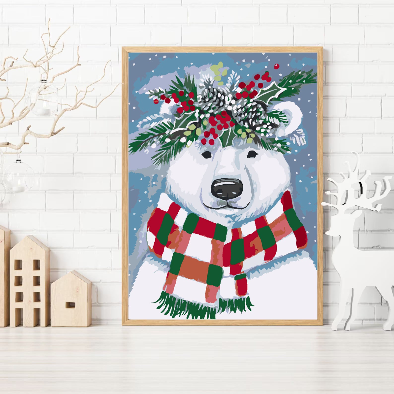 Pictura pe numere - Urs Alb cu Fular 4475