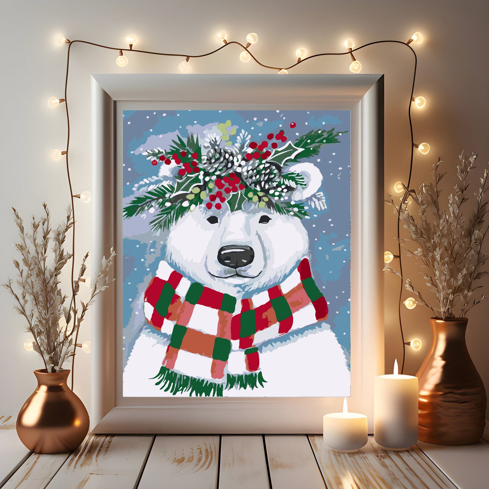 Pictura pe numere - Urs Alb cu Fular 4475