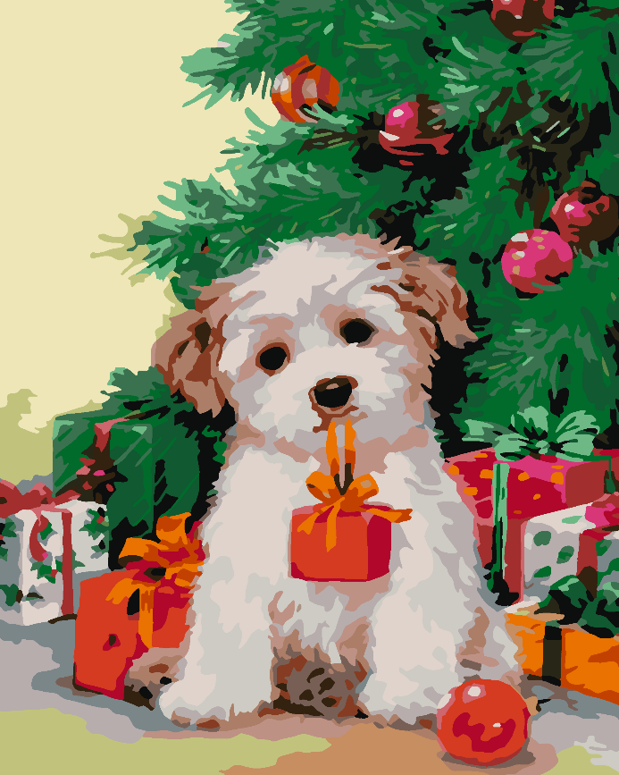 Pictura pe numere - Câinișor la Brăduț 4479