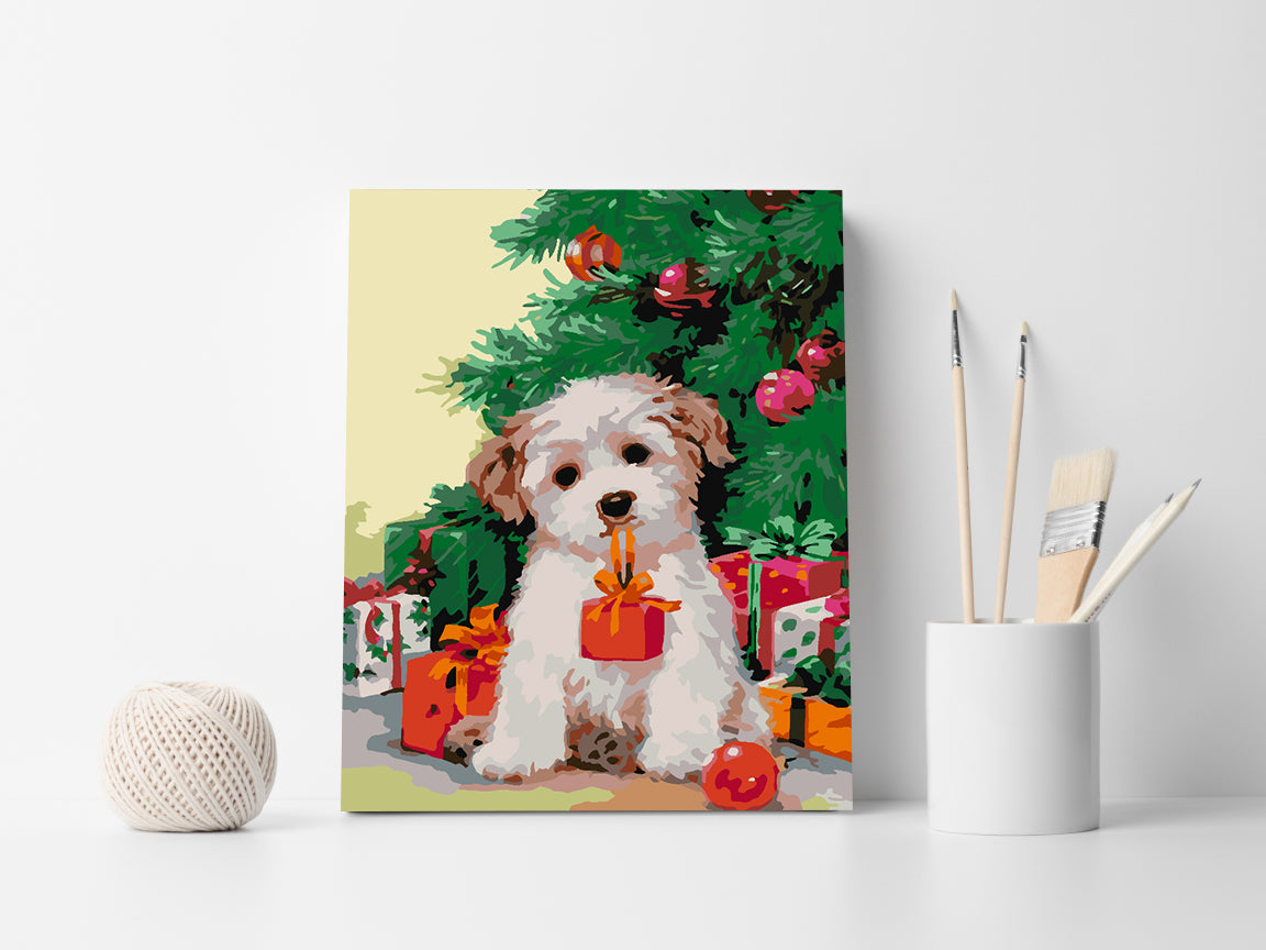 Pictura pe numere - Câinișor la Brăduț 4479