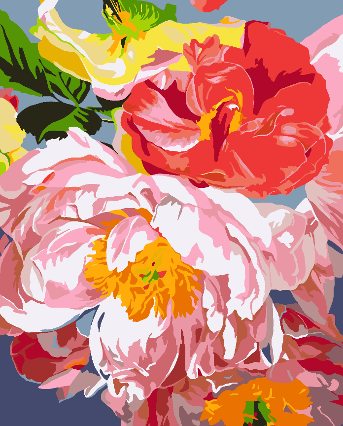 Promotie 40x50 (fara rama) - pictura pe numere - Flori Roz 4482