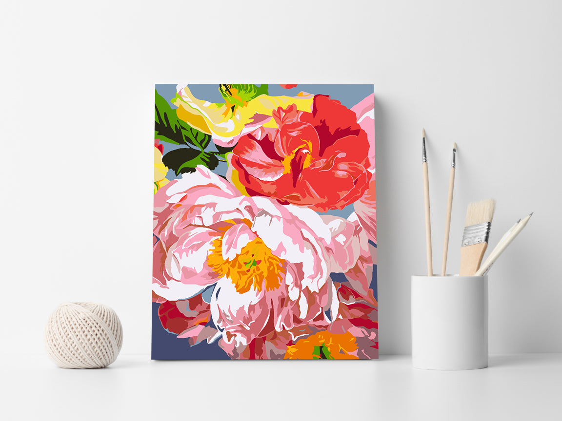 Promotie 40x50 (fara rama) - pictura pe numere - Flori Roz 4482