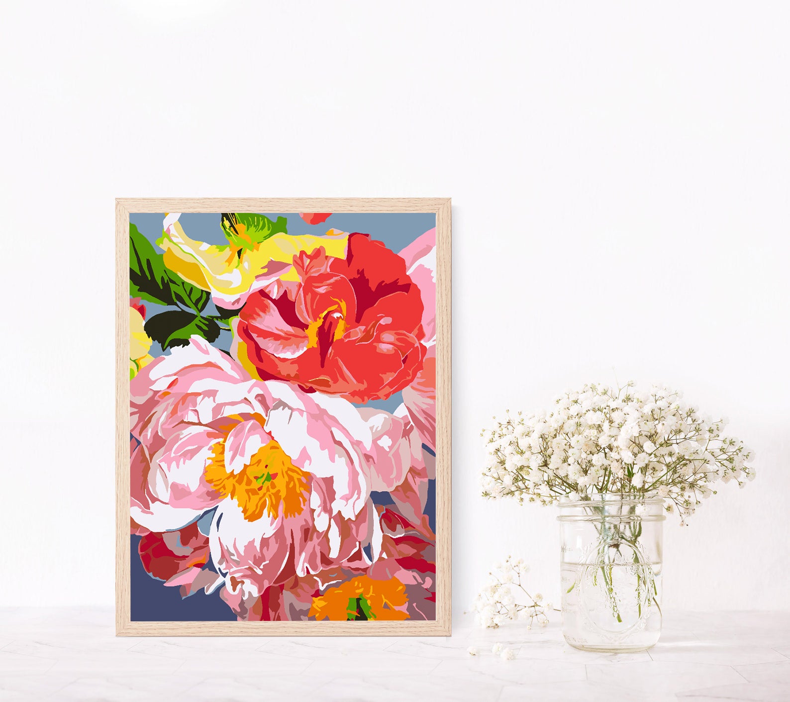 Promotie 40x50 (fara rama) - pictura pe numere - Flori Roz 4482