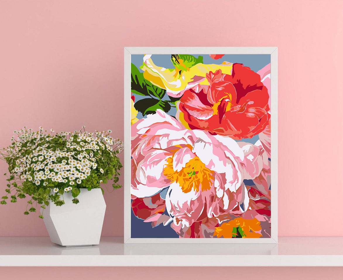 Promotie 40x50 (fara rama) - pictura pe numere - Flori Roz 4482