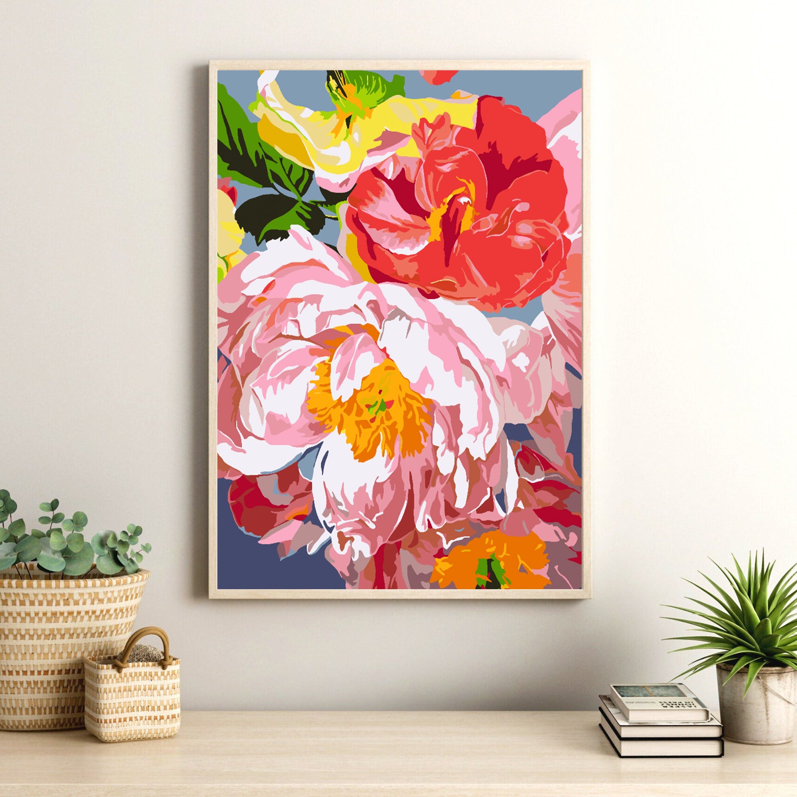 Promotie 40x50 (fara rama) - pictura pe numere - Flori Roz 4482