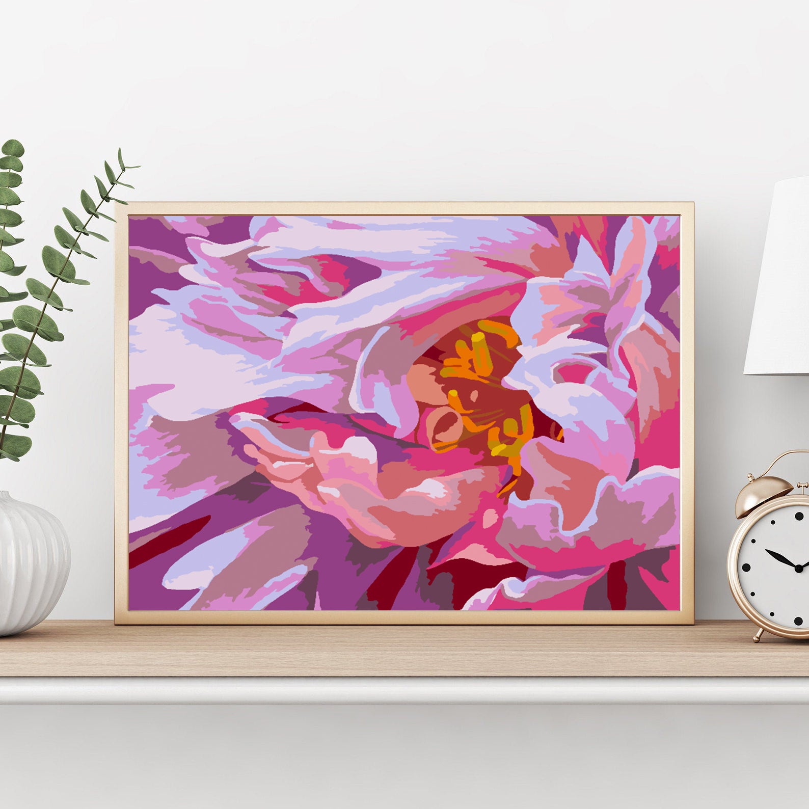 Promotie 40x50 (fara rama) - pictura pe numere - Flori Roz 4484