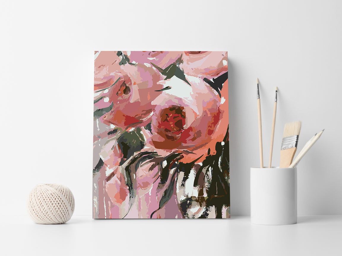 Promotie 40x50 (fara rama) - pictura pe numere - Trandafiri Roz 4485