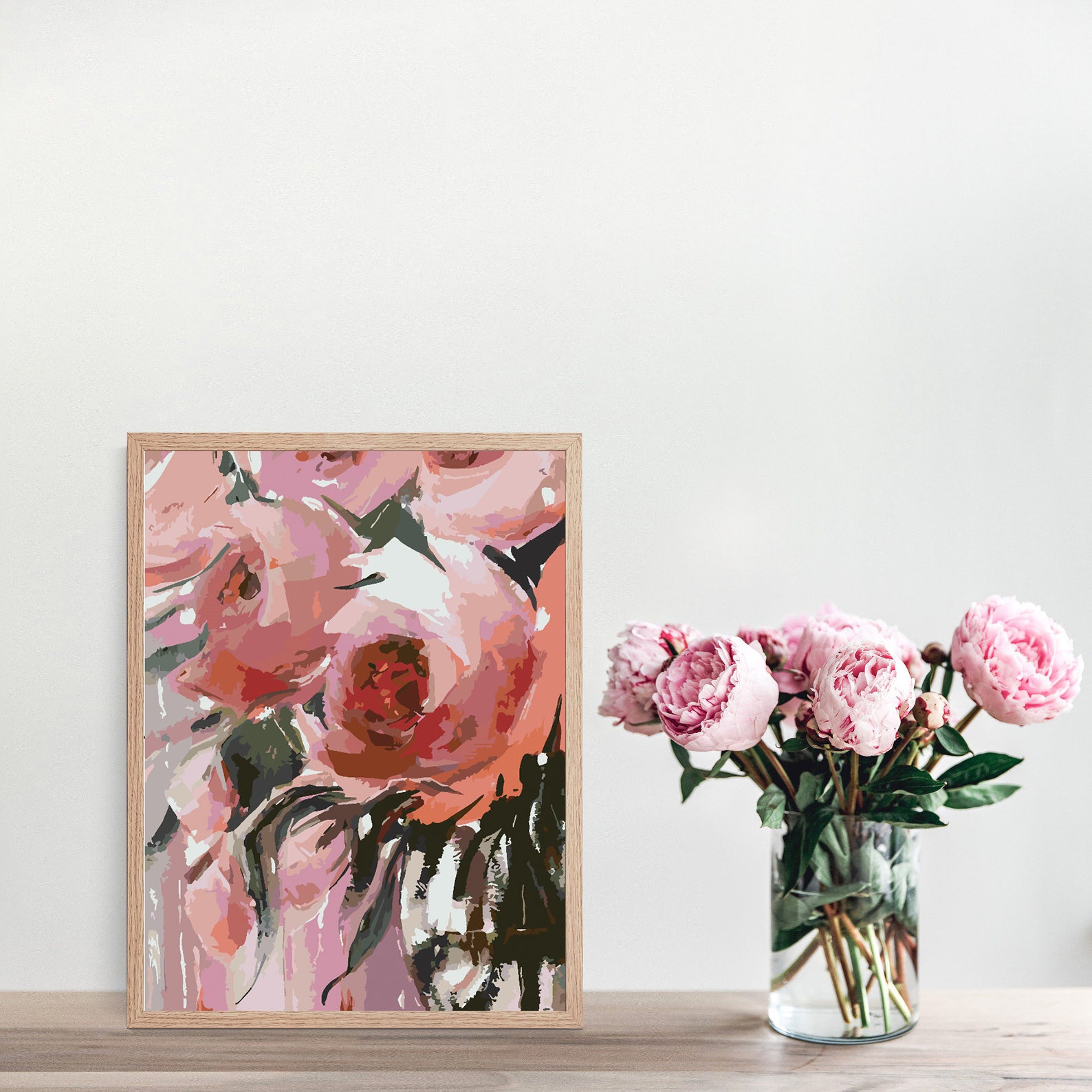 Promotie 40x50 (fara rama) - pictura pe numere - Trandafiri Roz 4485