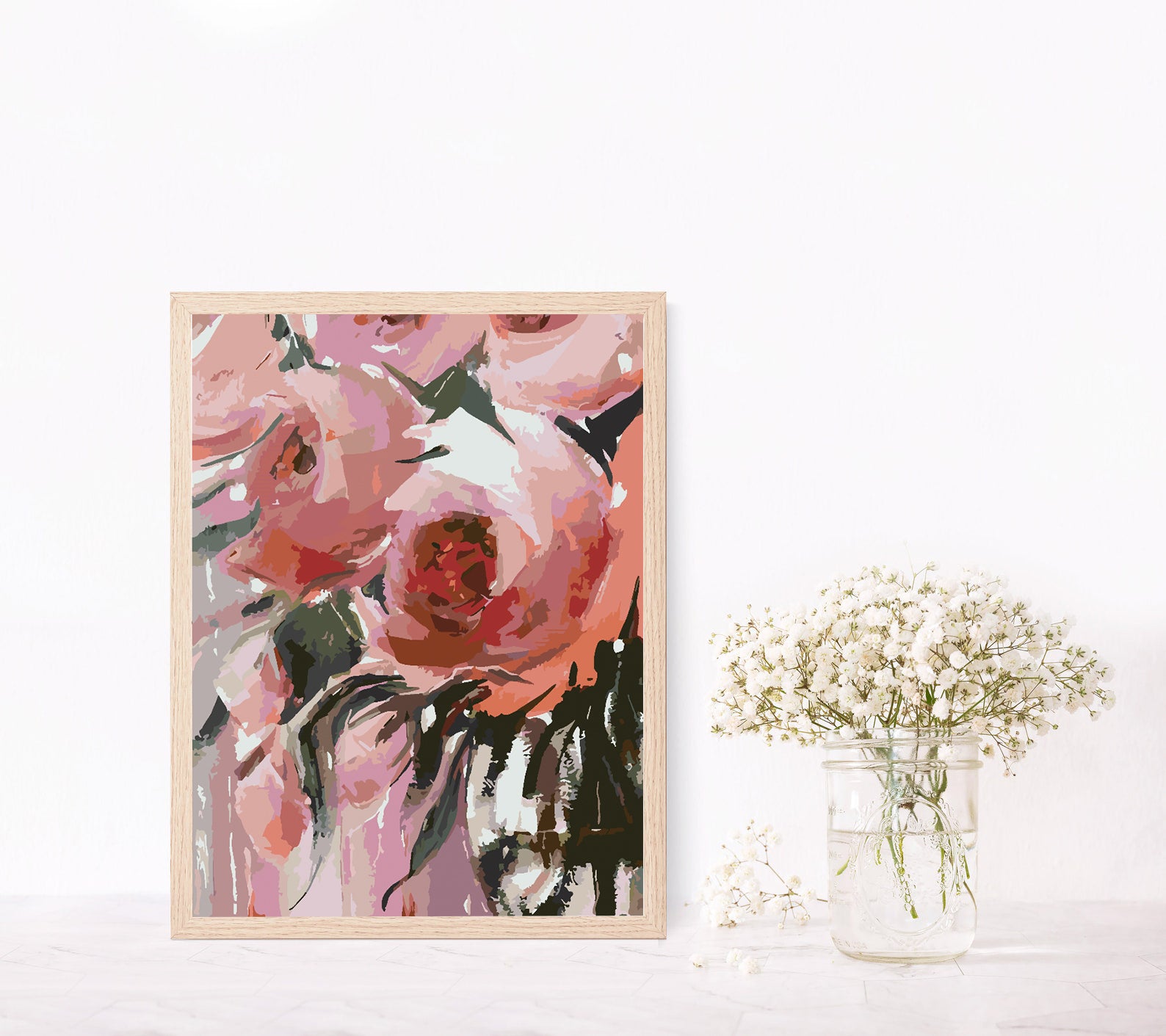 Promotie 40x50 (fara rama) - pictura pe numere - Trandafiri Roz 4485