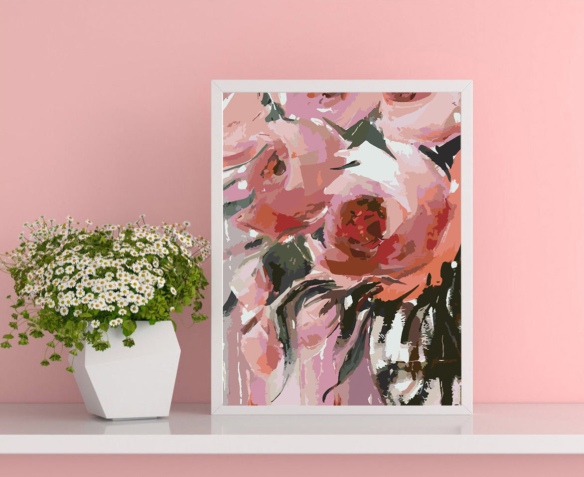 Promotie 40x50 (fara rama) - pictura pe numere - Trandafiri Roz 4485