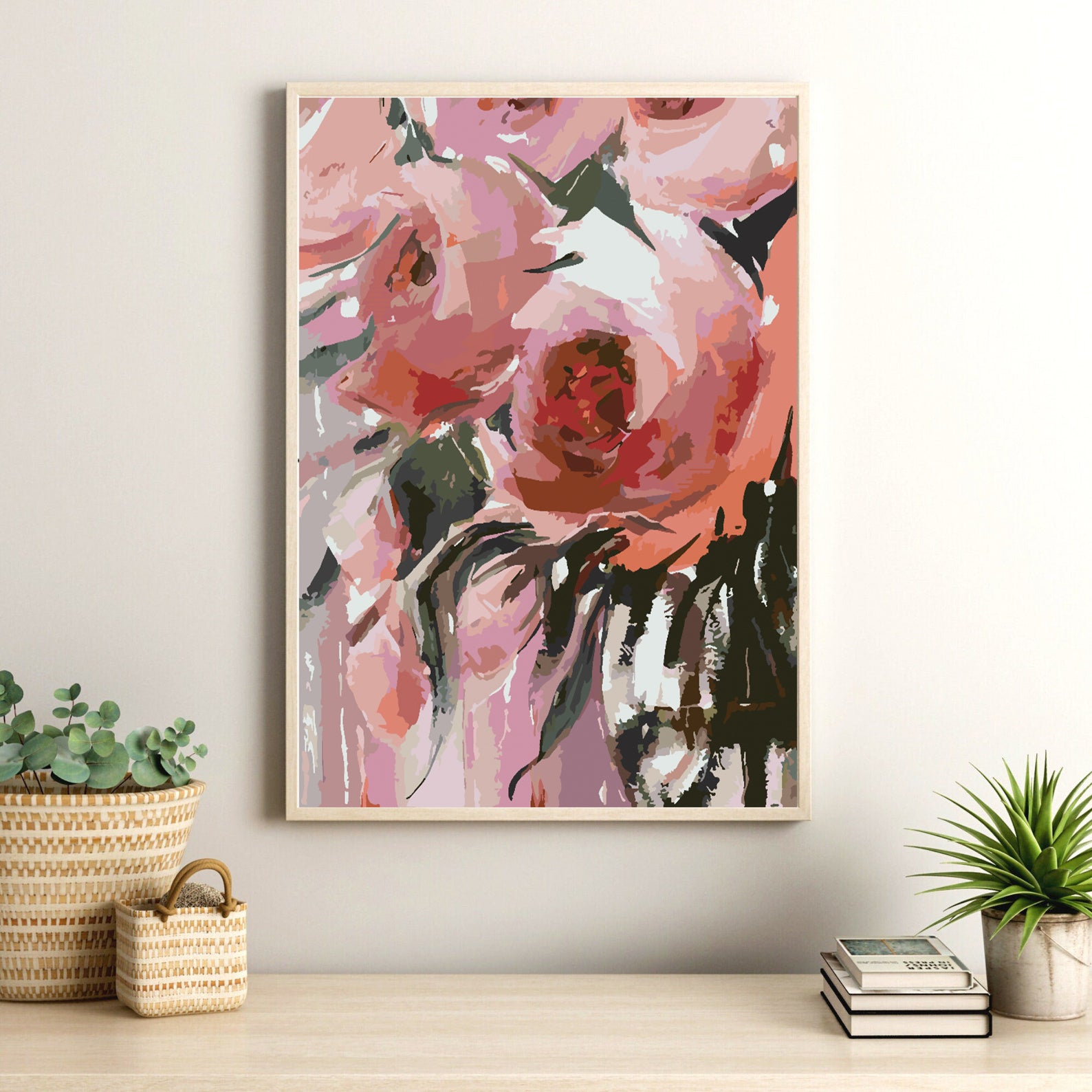 Promotie 40x50 (fara rama) - pictura pe numere - Trandafiri Roz 4485