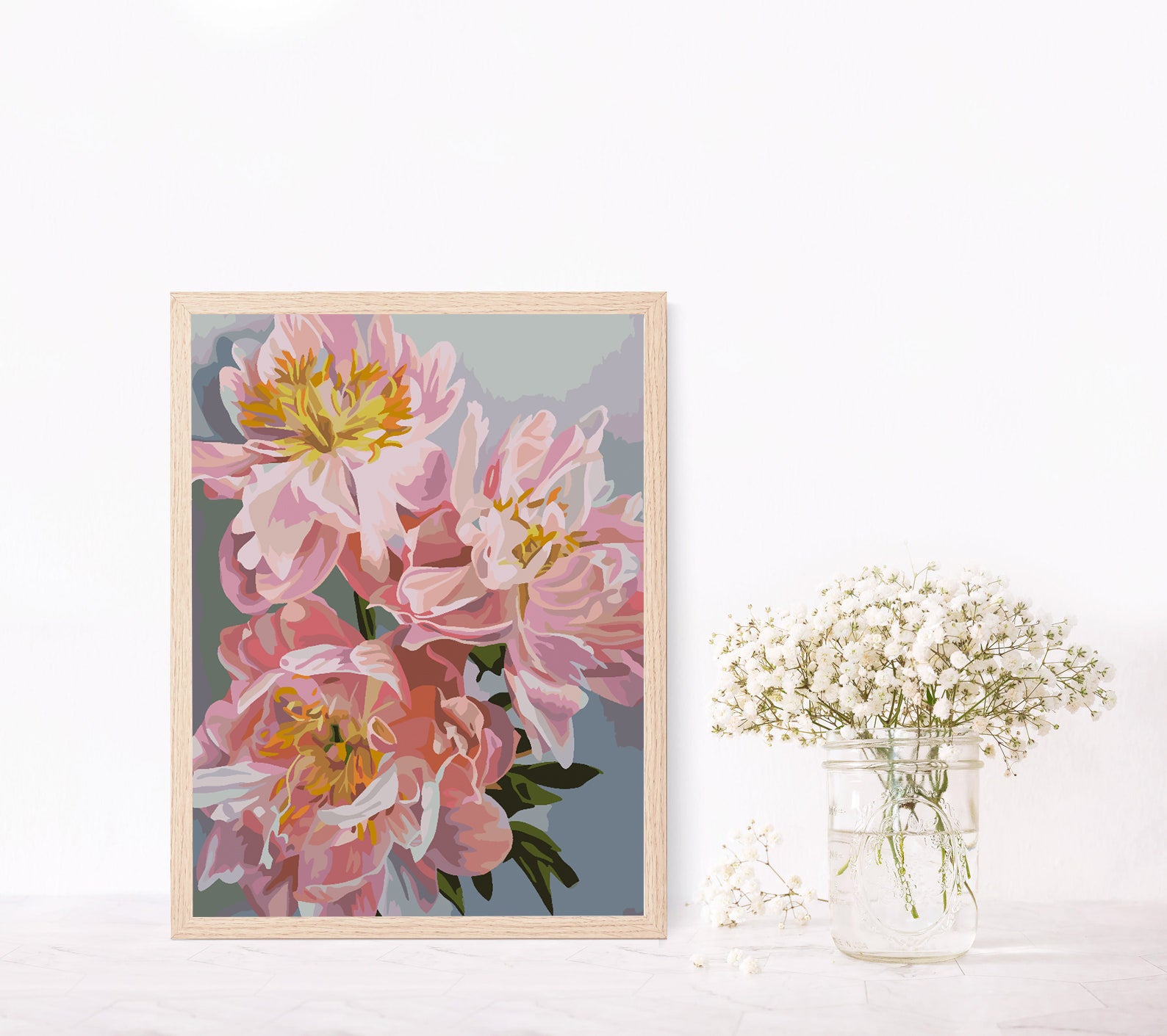 Pictura pe numere - Flori Roz 4486